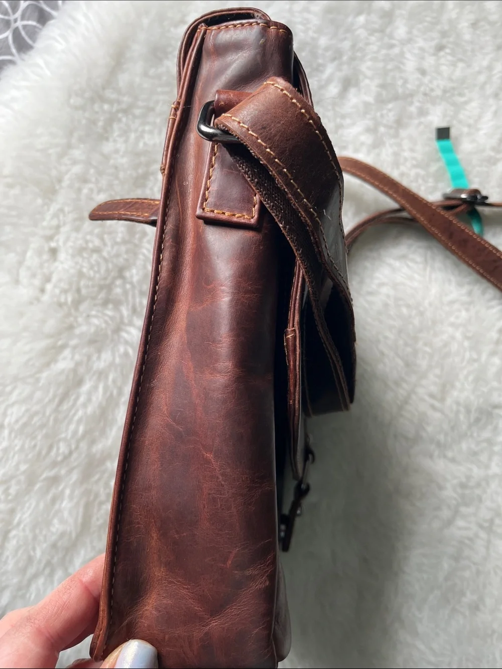 Greenwood Kingston sandal brown leather mini messenger shoulder crossbody bag